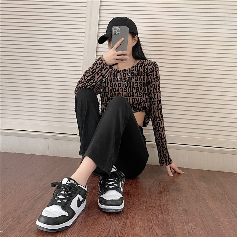 Picture of Black Grey High Waist Draping Yoga Sports Pants Korean Style Drawstring Slim-fit Slimming Ankle-length Micro-flared Pants Home Pants