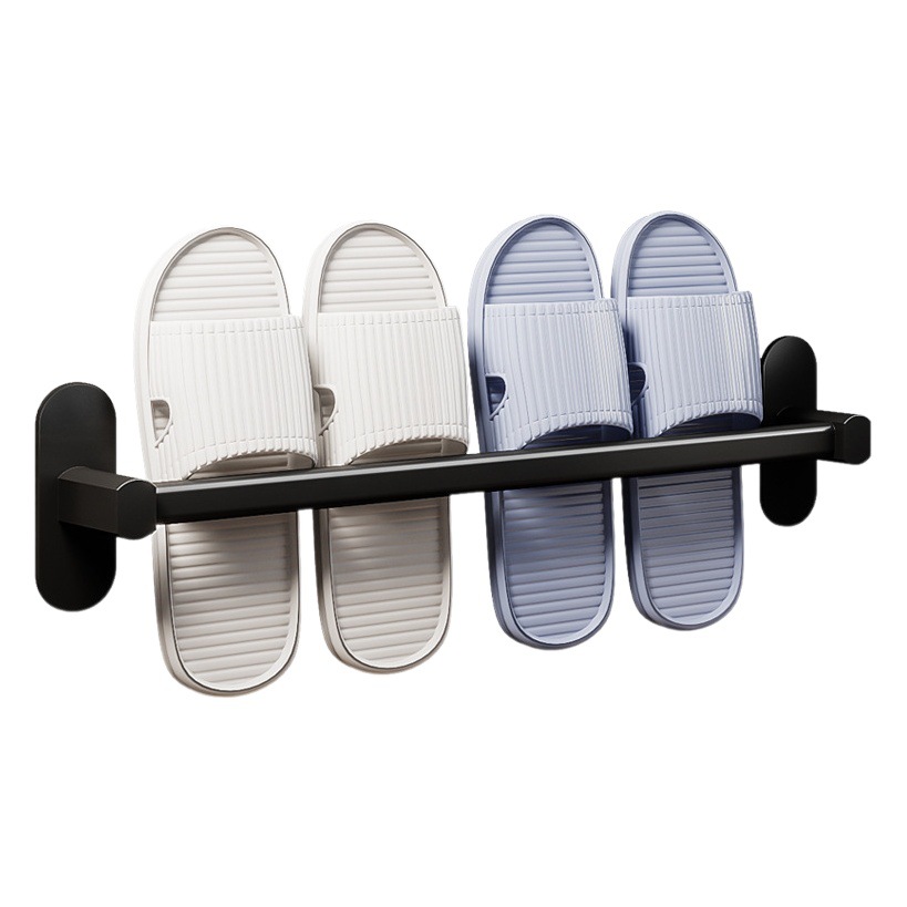 Kole black bathroom slipper rack wall hanging non-perforated toilet wall behind door draining toilet shoes storage rack
