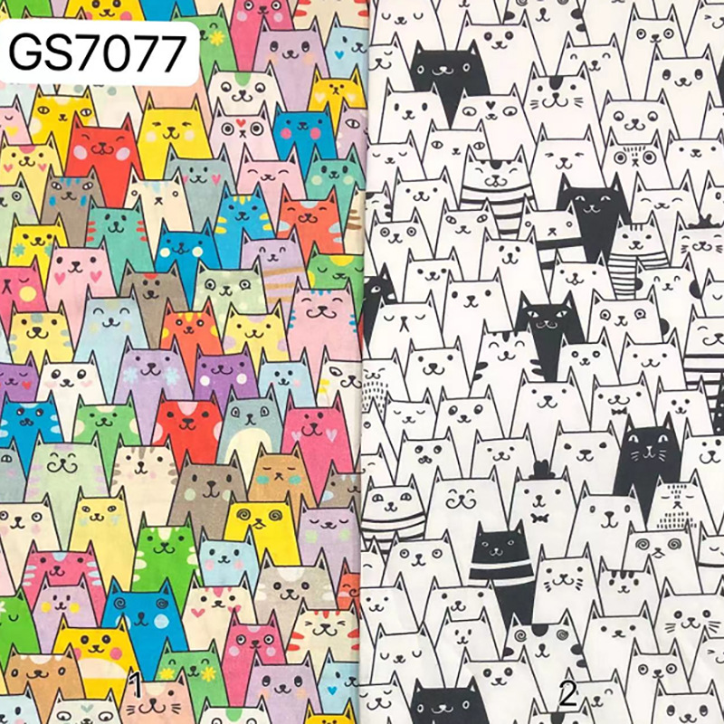 Abstract cartoon kitten 60 cotton digital printed children's clothing pet baby cloth bag cotton printed fabric