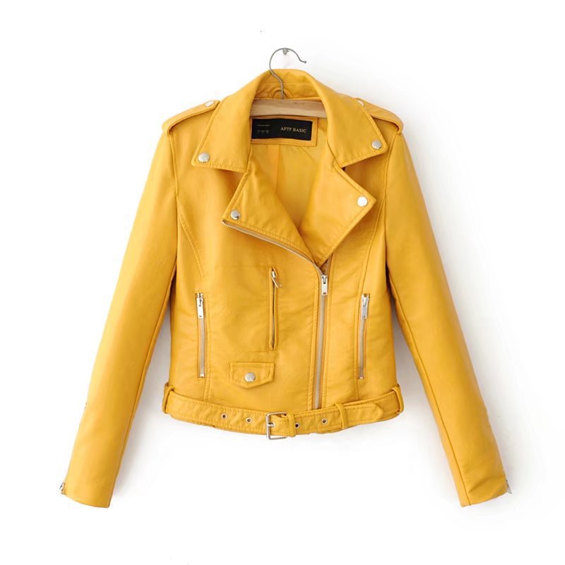 Picture of Manufacturer's New Spring & Fall Clothing Motorcycle Korean Style Pu Leather Jacket Women's Jacket Short Slim Fit Small Suit Women's Jacket Wholesale