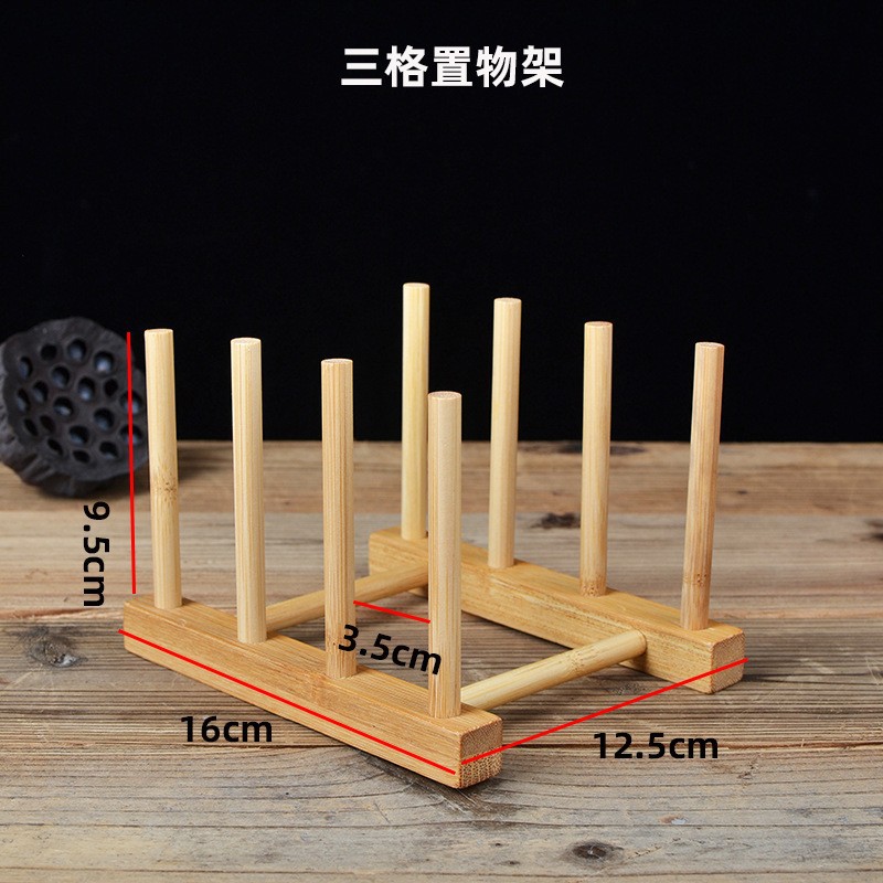 Picture of Factory Wholesale Bamboo Drain Rack Bowl Rack Kitchen Rack Wooden Chopping Board Dishes Plate Shelf Tea Cake Bracket