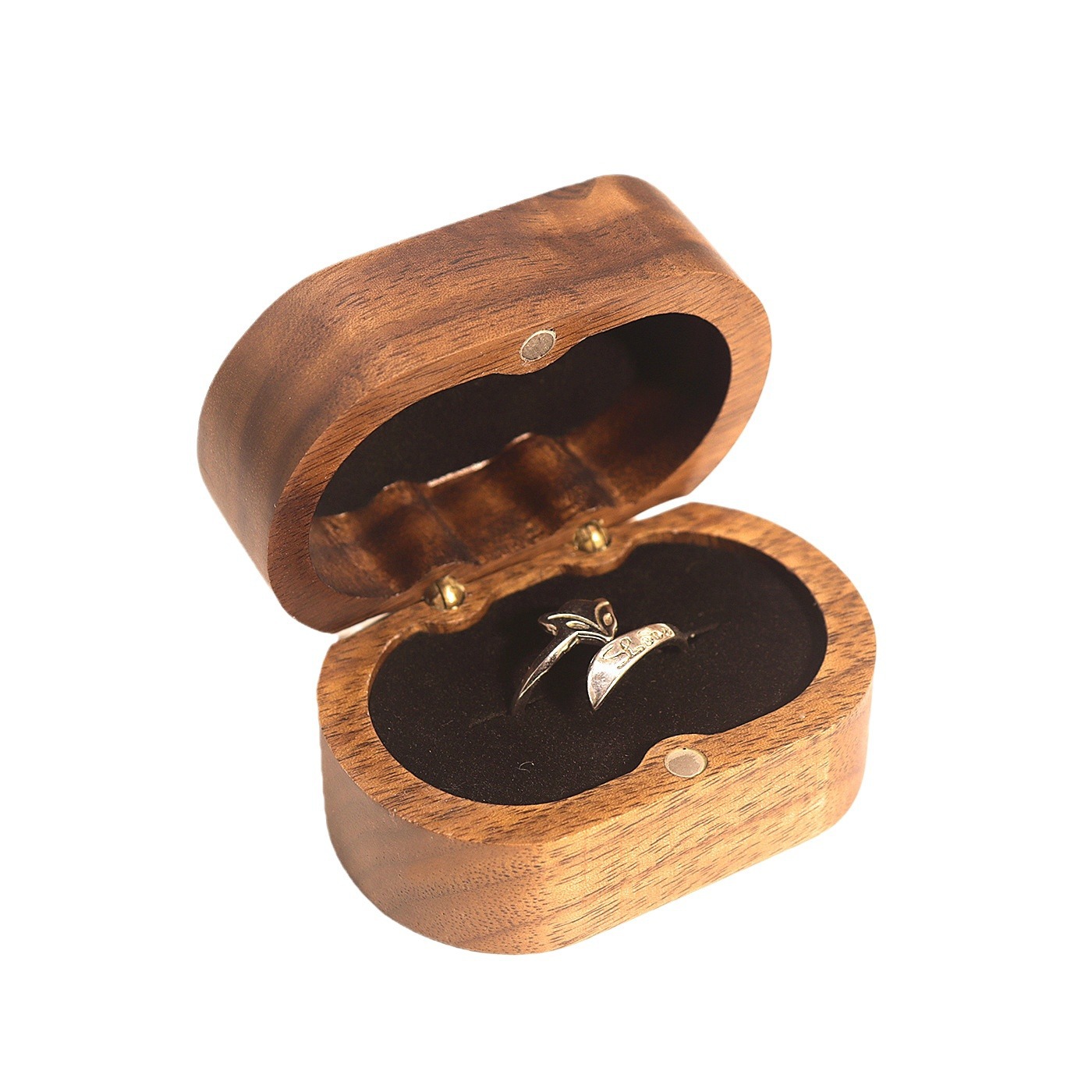 Picture of Dragon and Phoenix Jewelry Box Vintage Wooden Earrings Ring Box Flannelette Jewelry Pair Ring Storage Box for Women