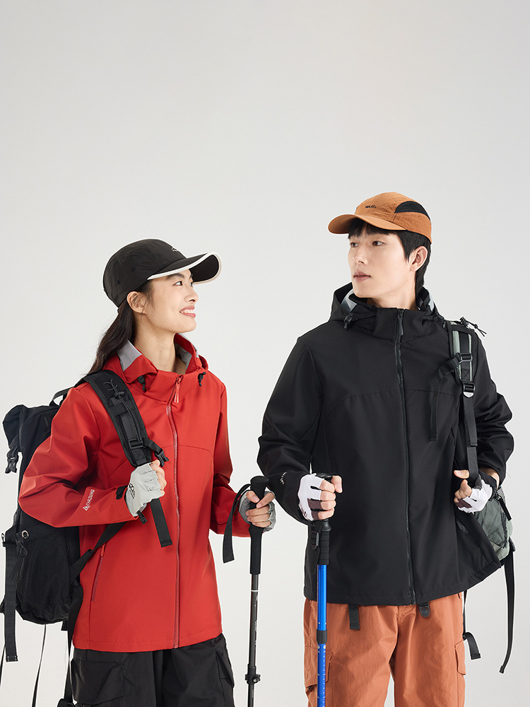 Mountain Outdoor Jacket Single Clothes Men's Spring and Autumn Windproof Waterproof Single Jacket Women's Detachable Hat Coat Coat