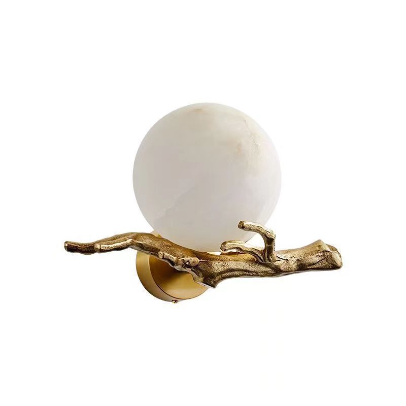 Picture of Cross-border Nordic simple round marble living room wall lamp high-level feeling model room hotel atmosphere bedroom bedside lamp