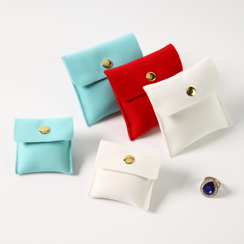 Flannel snap button jewelry bag jewelry bracelet necklace ring headset change storage bag wholesale jewelry packaging bag