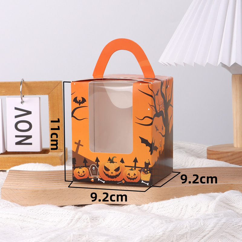Picture of Halloween 1 Pack Portable Open Window Cupcake Packaging Box Ma Fen Box Egg Tart Box Baking Dessert Packaging Box