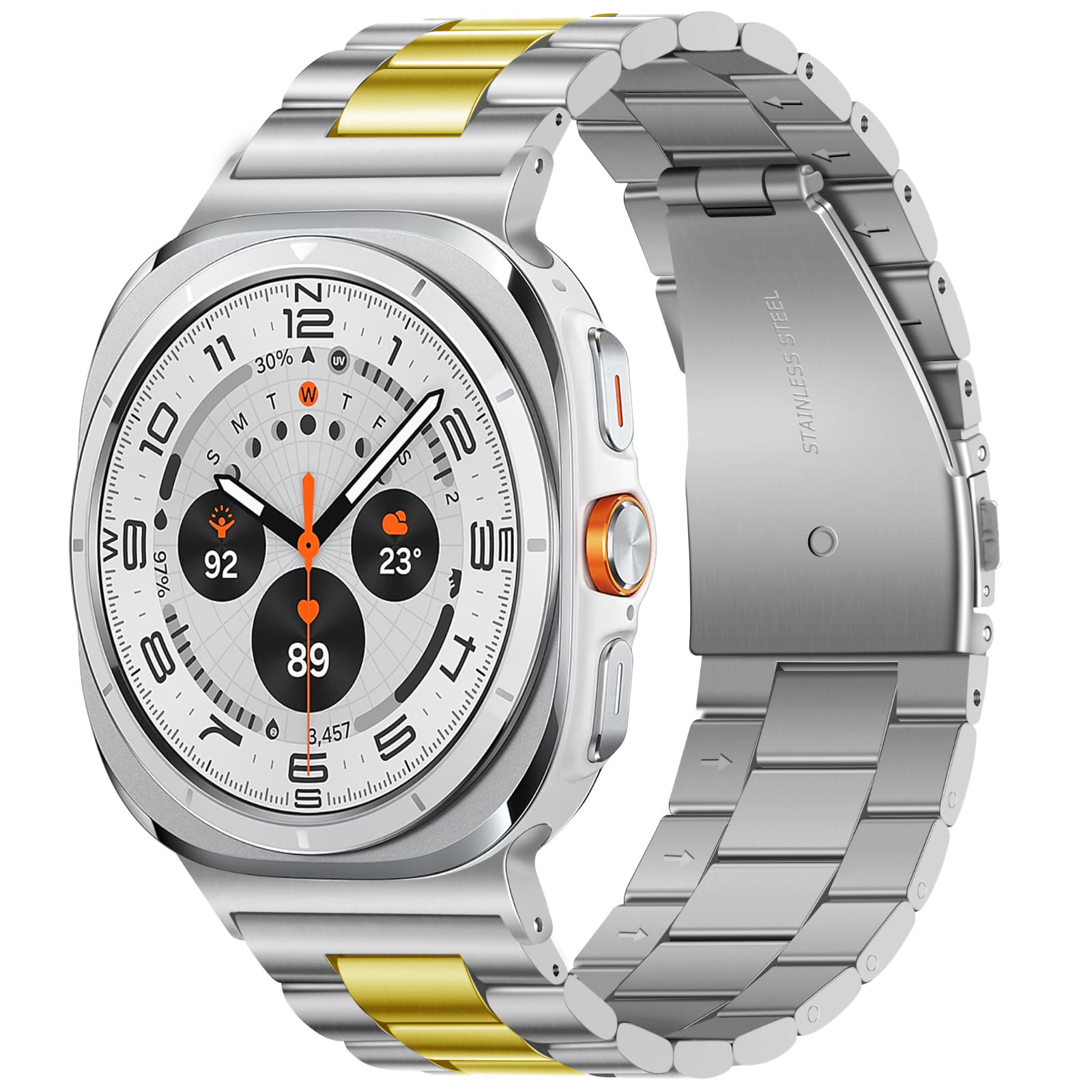 Picture of Suitable for Samsung Galaxy Watch8 Stainless Steel Metal Three-Bead Business Strap Samsung Ultra Strap