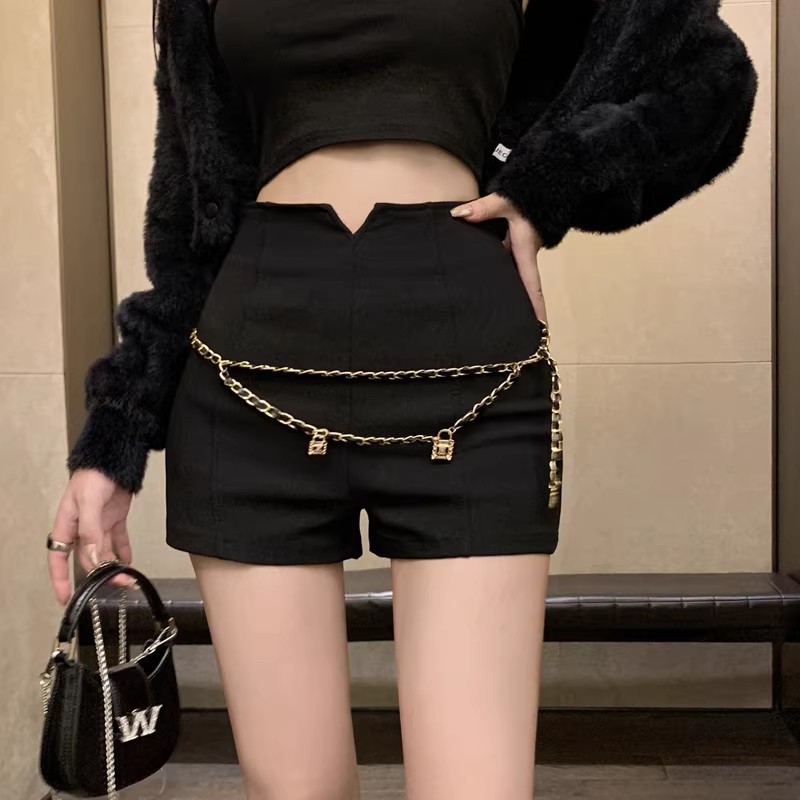 2023 New Summer Korean Style Stretch A- line Wide Leg Shorts Women's High Waist Casual Pants Spice Girls Slimming Outer Wearing Hot Pants