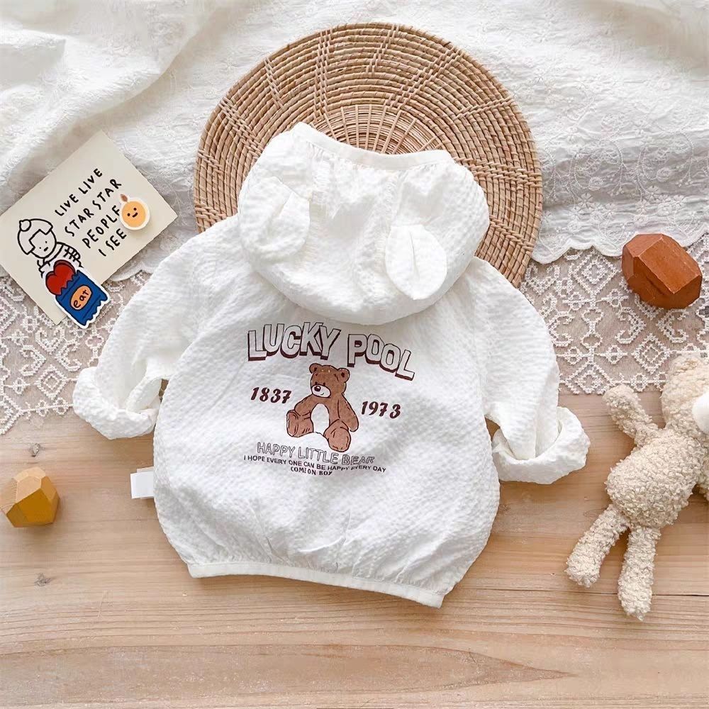 Picture of Baby Summer Wear Sunscreen Suit Baby Thin Breathable Clothes for Going Out Small Coat Air Conditioning Cardigan Long Sleeve Hooded Climbing Suit