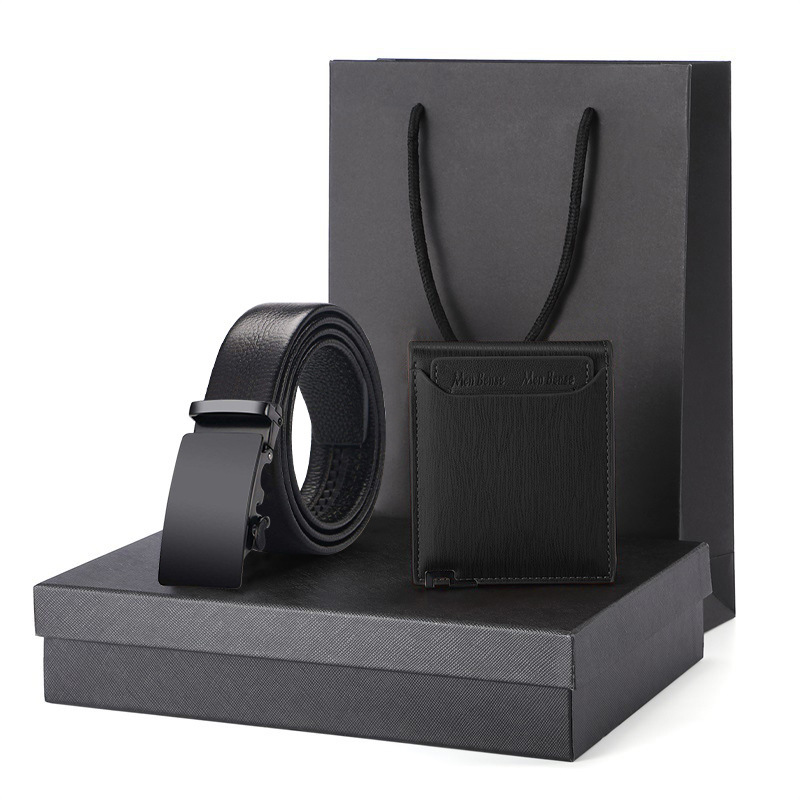 Picture of Gift Wallet Set Men's Belt Automatic Buckle Belt Top Layer Cowhide Business Cowhide Trousers Business Gift for Men