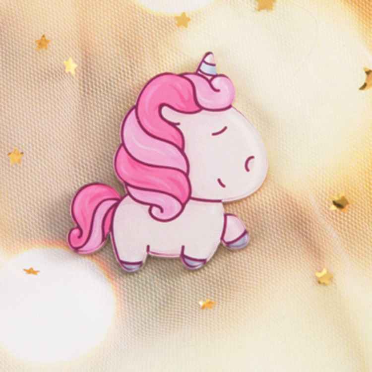 Picture of Japanese and Korean Acrylic Badges Anime Cartoon Cute Brooch Unicorn Rainbow Little Girl Bag Pendant Accessories
