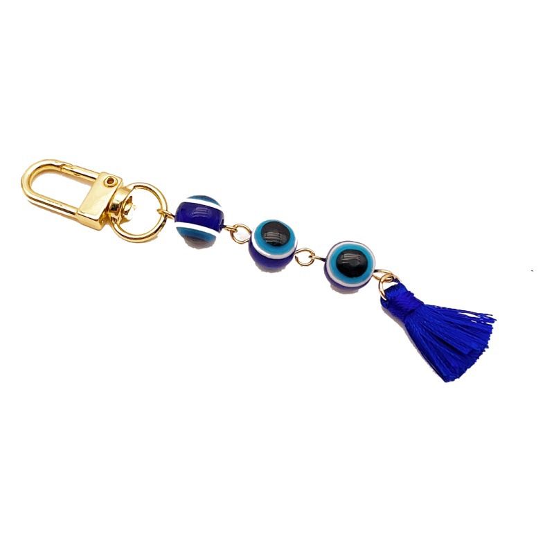 Cross-border European and American Jewelry Turkey Devil's Eye Keychain Car Tassel Gold-plated Jewelry Pendant Pendant Batch