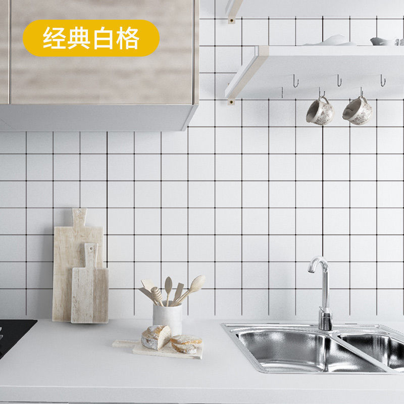 Picture of Wholesale kitchen oil-proof stickers self-adhesive wall stickers bathroom renovation milk tea shop waterproof high temperature resistant stove wallpaper porcelain