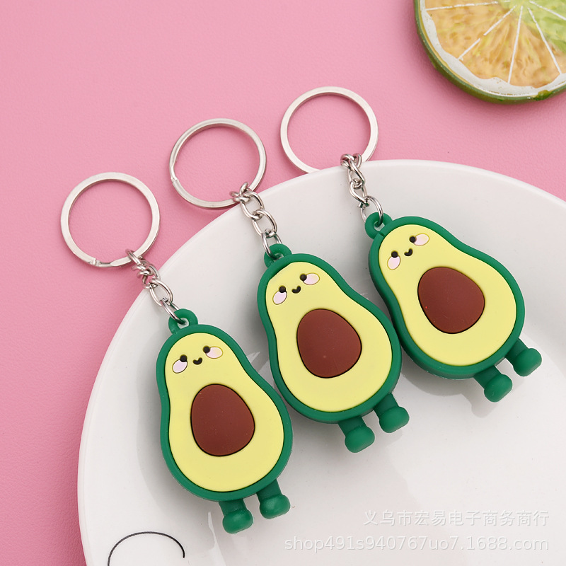 Soft rubber fruit keychain pendant bag pendant high-end small gift avocado keychain hot selling exquisite pendant