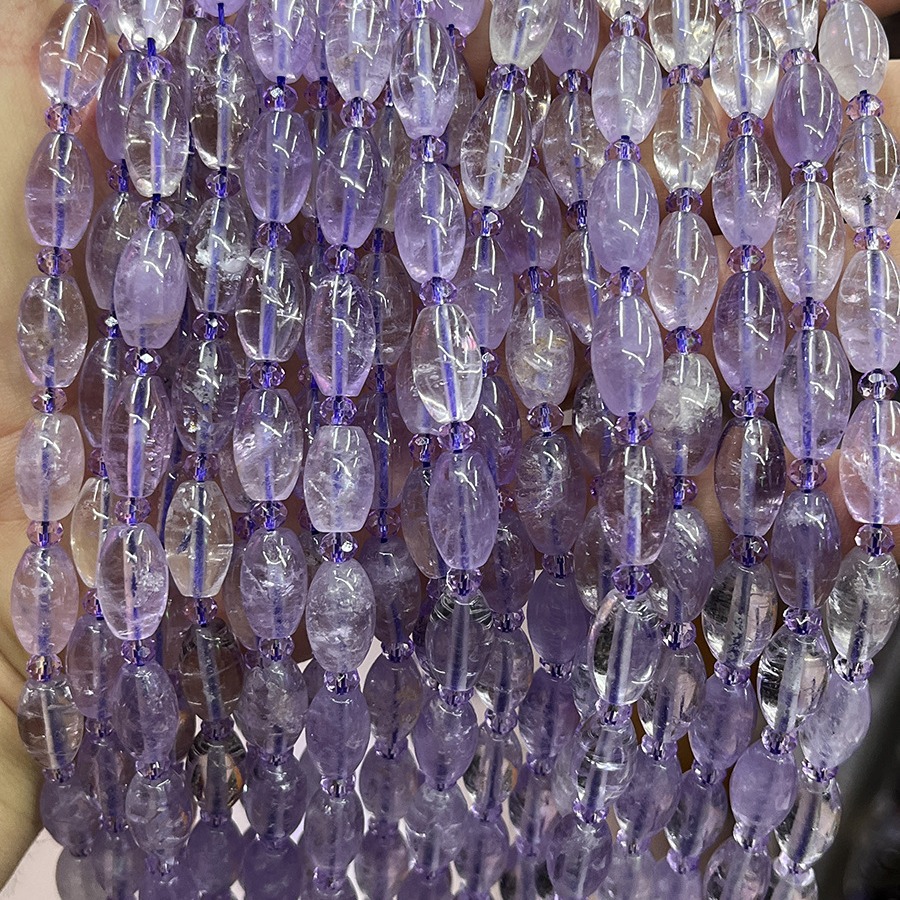 Picture of Natural amethyst rice beads light loose beads bracelet necklace diy material light amethyst bracelet crystal jewelry accessories