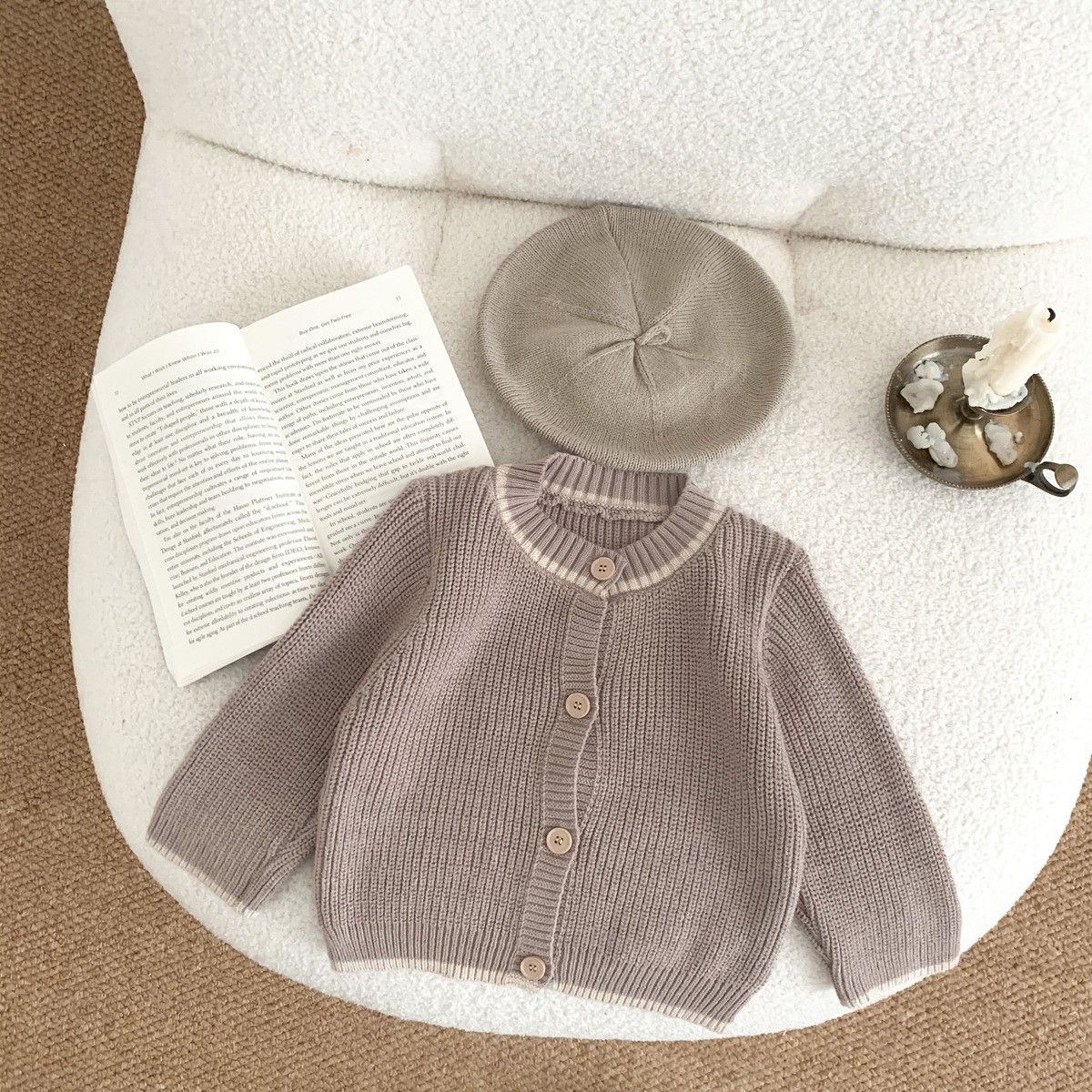 Picture of Children's Autumn and Winter Knitted Coat ins Korean Style Baby Soft Sweater Cardigan Newborn Boy and Girl Baby Coat