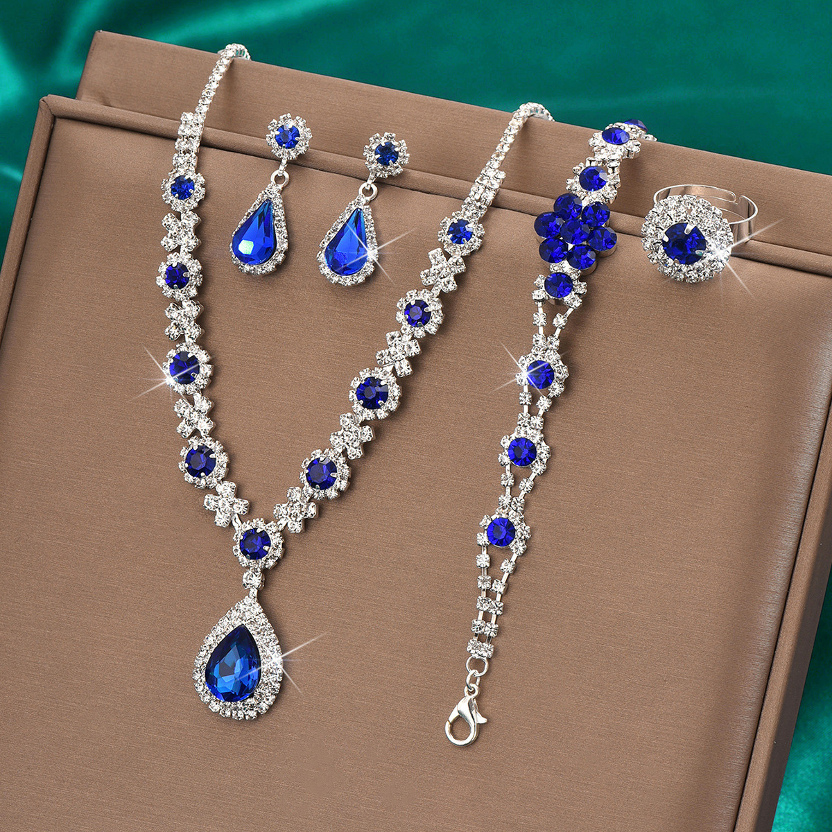 Picture of Fashion European and American new jewelry high-grade crystal gem women's water drop necklace stud earrings bracelet ring