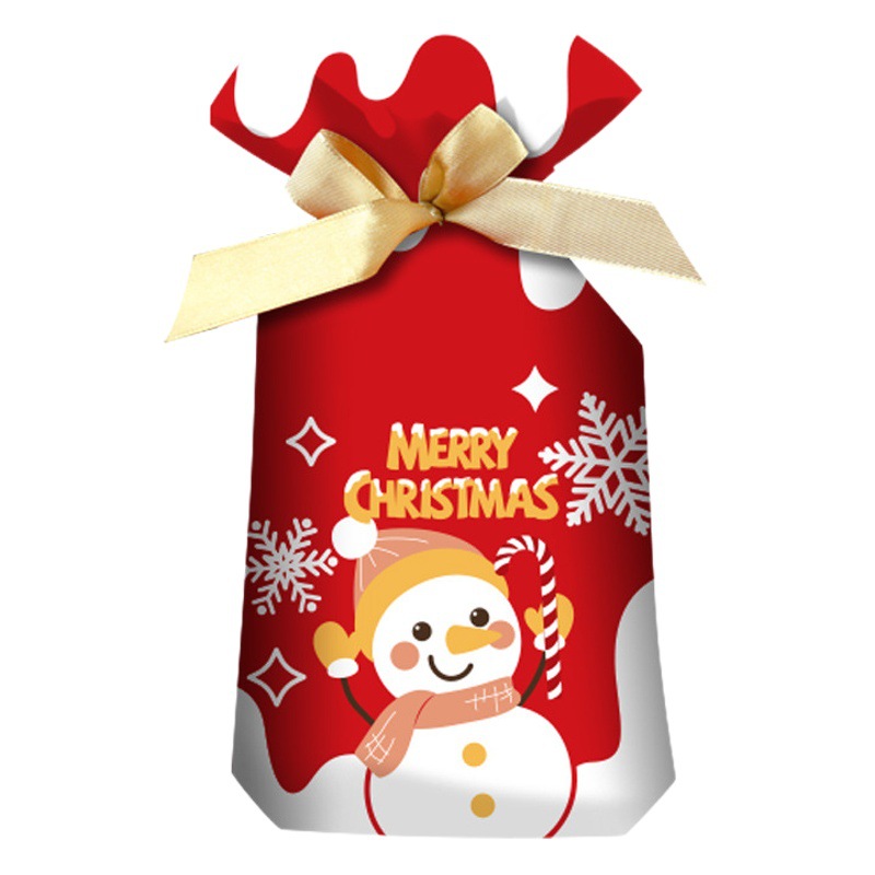 Cross-border Amazon Christmas drawstring bag ribbon drawstring bag gift bag cartoon candy bag back gift bag wholesale