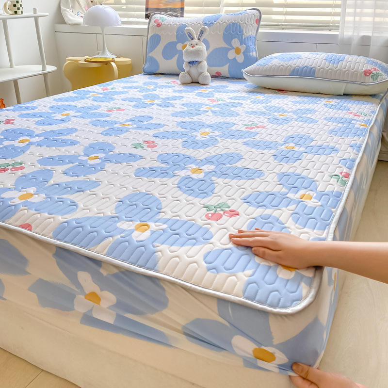 Picture of Class a Natural Latex Mat Set Air-Conditioned Mat Three-Piece Set Fitted Sheet Student Dormitory Summer Quilt Washable