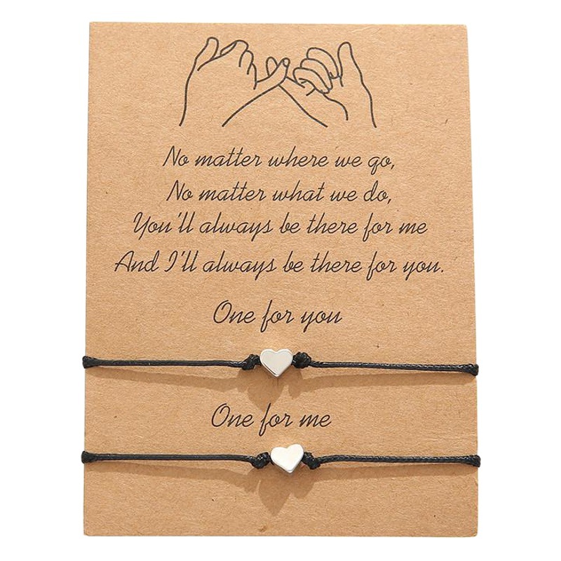 Amazon creative love bracelet European and American simple heart-shaped wax thread woven blessing card couple bracelet jewelry