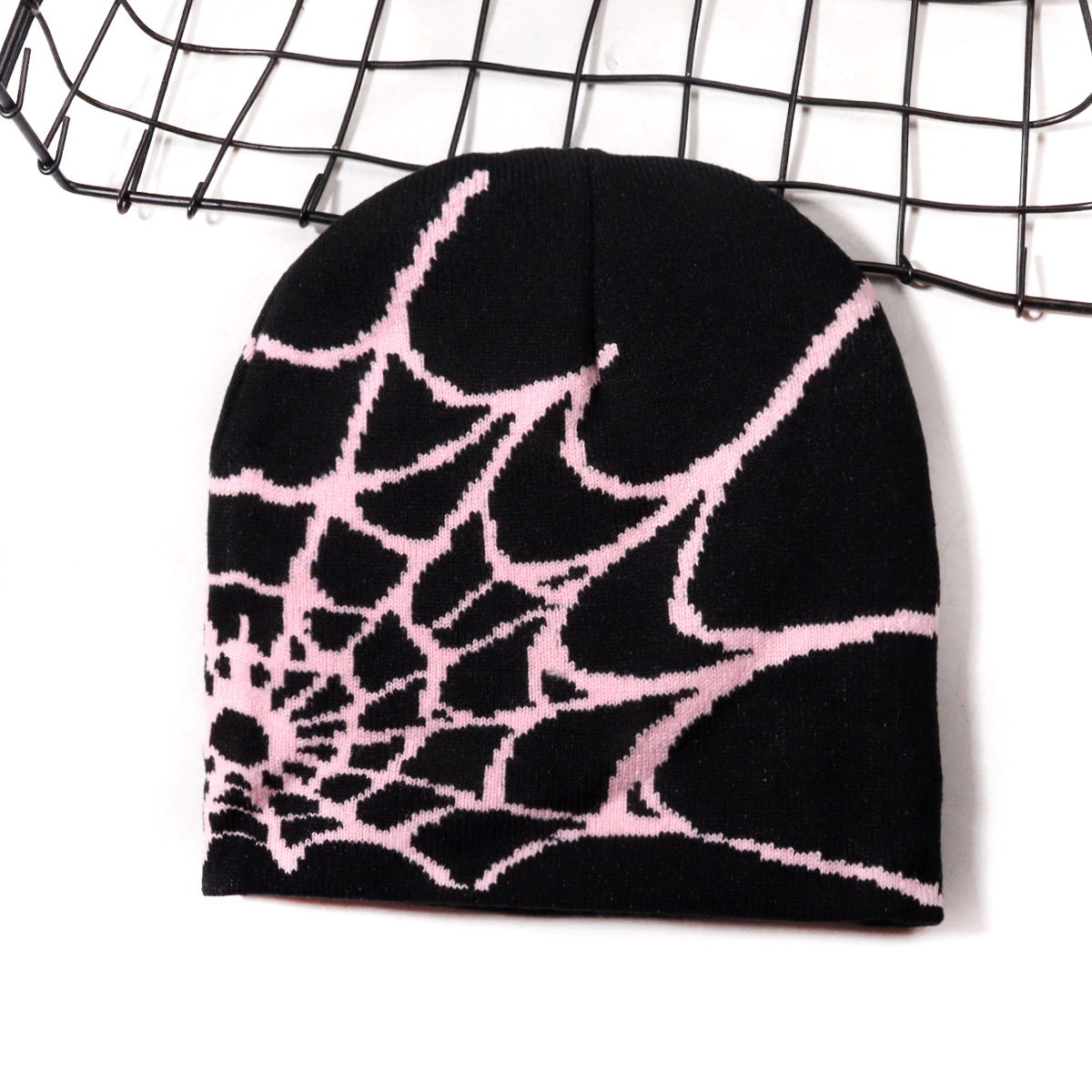 Picture of Hot sale spider web Y2K foreign trade knitted hat European and American hat trend winter hat jacquard special cross-border factory straight hair