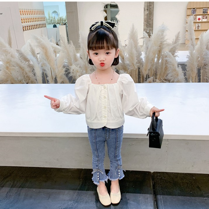 Girls' Pants Korean Jeans Women's Micro Denim Pants Fashion Split Stretch Girls' Spring and Autumn Jeans