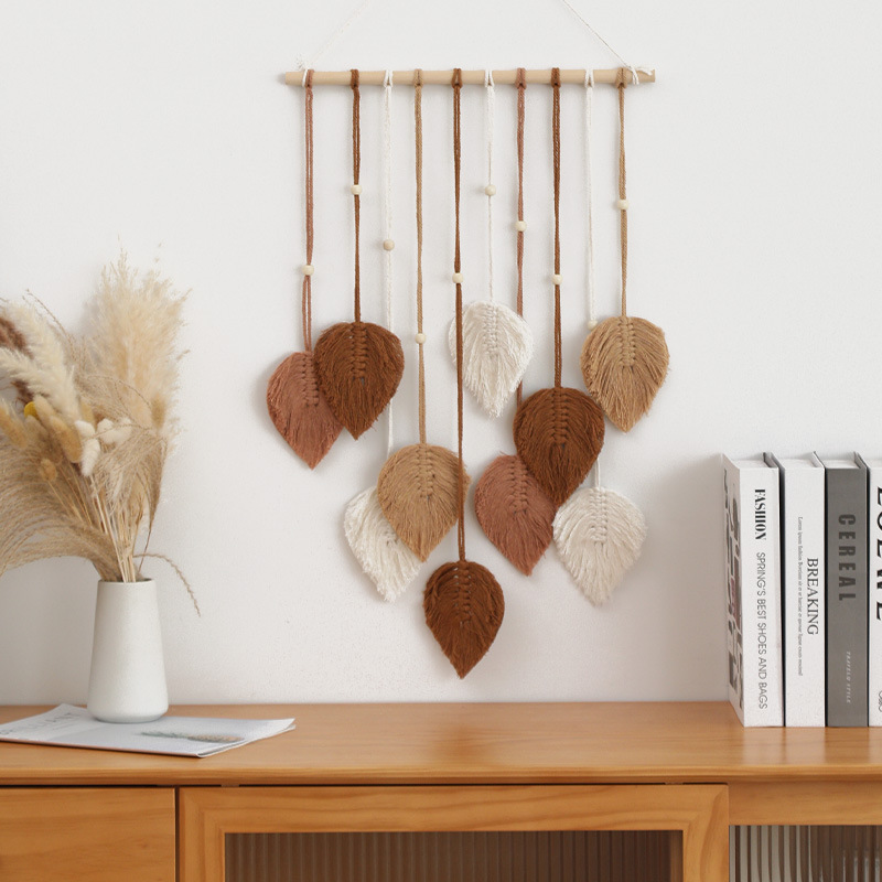 Picture of Cross-border new five-color ten-leaf hand-woven wall hanging leaf tapestry home wall decoration wall decoration