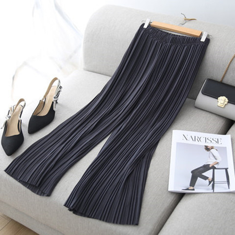 Picture of Wide Leg Pants Pleated Chiffon High Waist Loose Skirt Pants Large Swing Draping Large Size Linky Spring and Summer Casual Pants Women's Ankle-length Pants