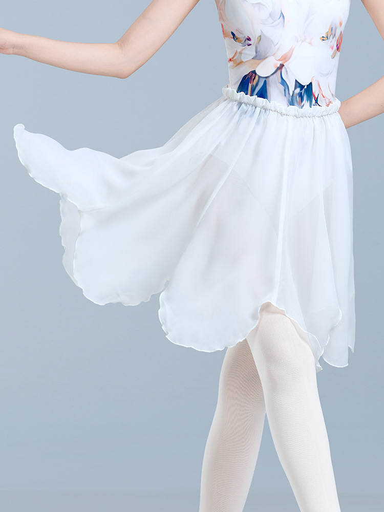 Ballet Skirt Adult Dance Skirt Petal Mid-length Elaptic Chiffon Skirt Practice Body Modern Dance Skirt