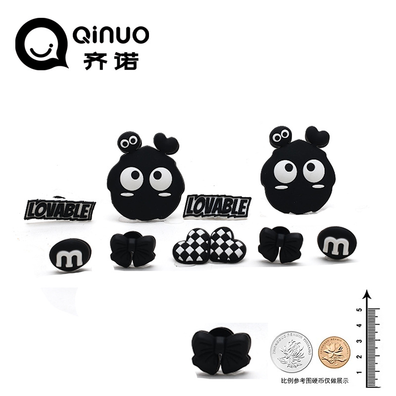 Cave Shoes Accessories Cute Cartoon Black Coal Ball Diy Shoe Buckle Shoe Flower Accessories Accessories Buckle PVC Shoe Buckle Cave Shoe Flower
