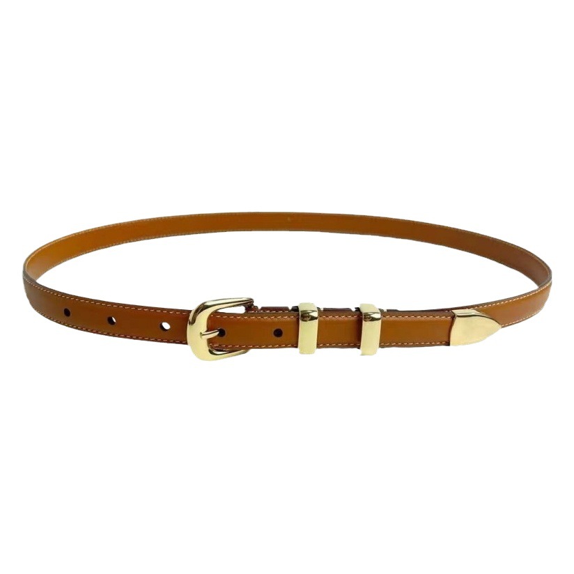 New women's leather thin belt jeans decorative thin belt Korean style versatile ins fashion summer thin belt