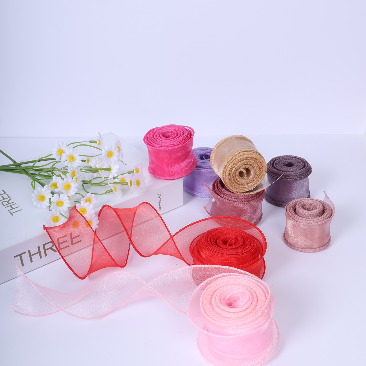 Floral Packaging Materials Fishtail Yarn Ribbon Roll Chinese Valentine's Day Romantic Bow Ribbon Packaging Materials Ribbon Accessories
