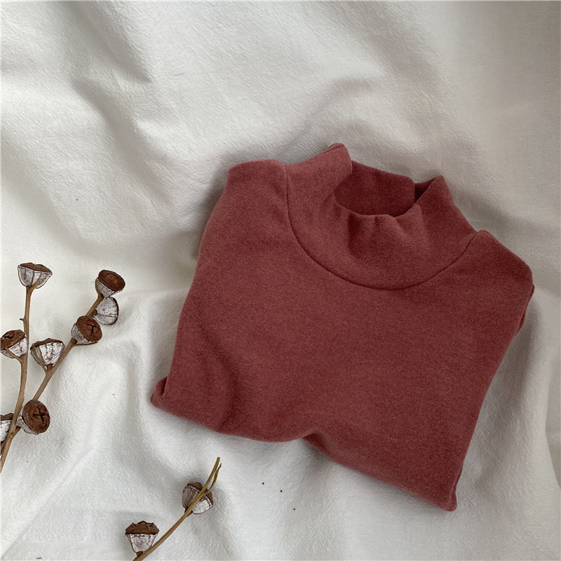Picture of GL-kids Korean Autumn and Winter New Children's Half-High Collar Long-Sleeved Base Shirt for Boys and Girls Solid Color Thickened Top