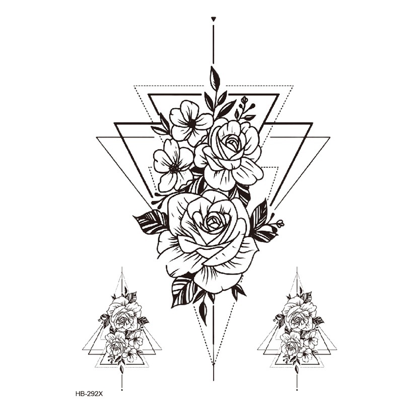 New Arm Flower Tattoo Sticker Waterproof Half Arm Flower Black and White Peony Tattoo Sticker Cross-border Amazon Set Wholesale