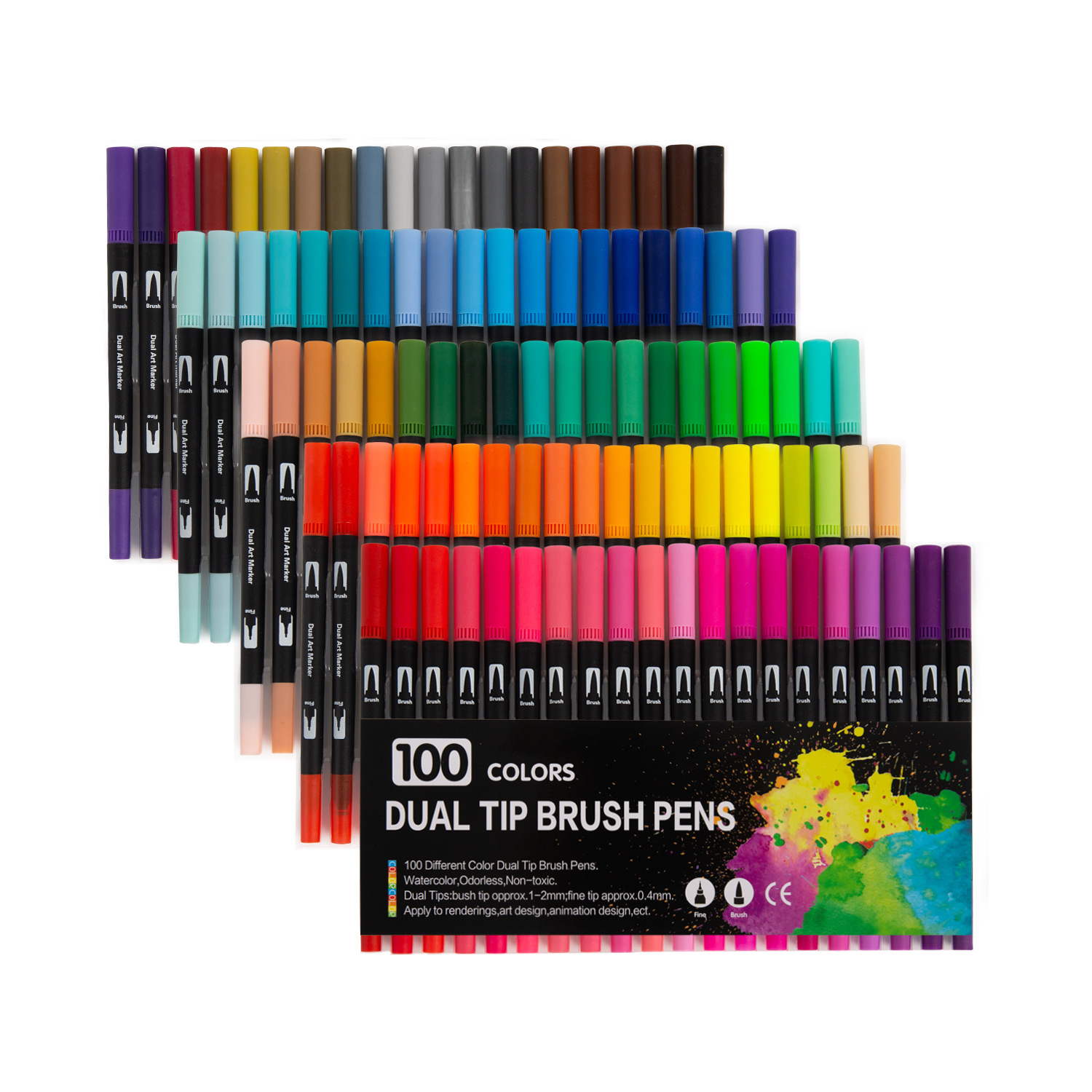 Amazon's New Black Rod Double-Headed Marker Pen Soft-Head Watercolor Pen Set Color Hook Pen Accounting Art Supplies