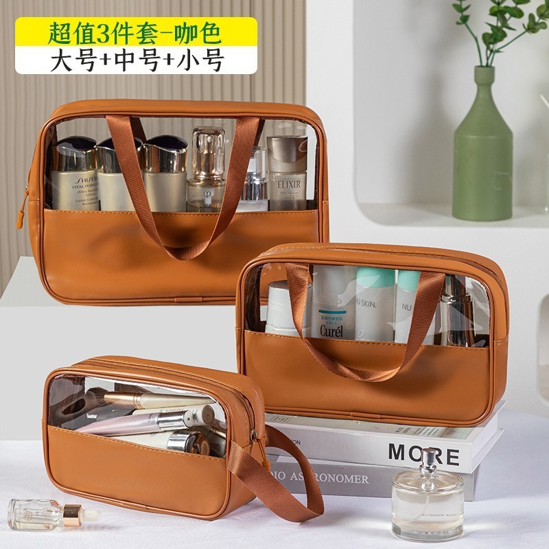 Picture of Portable Transparent Cosmetic Bag, Large Capacity, Portable Waterproof Toiletry Bag, Multi-Functional Storage Bag, Transparent Splicing