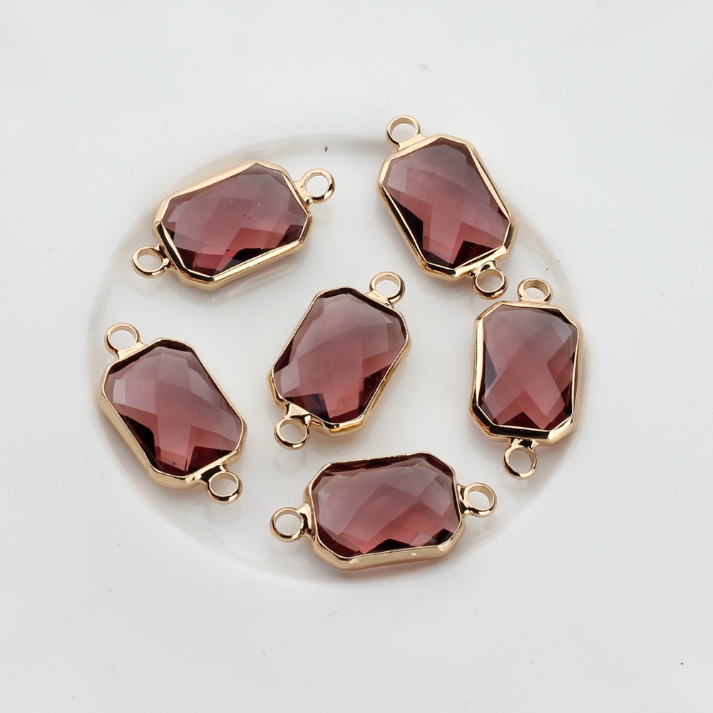 Picture of Copper-covered rectangular crystal cut double pendant small pendant production pendant earring accessories material wholesale