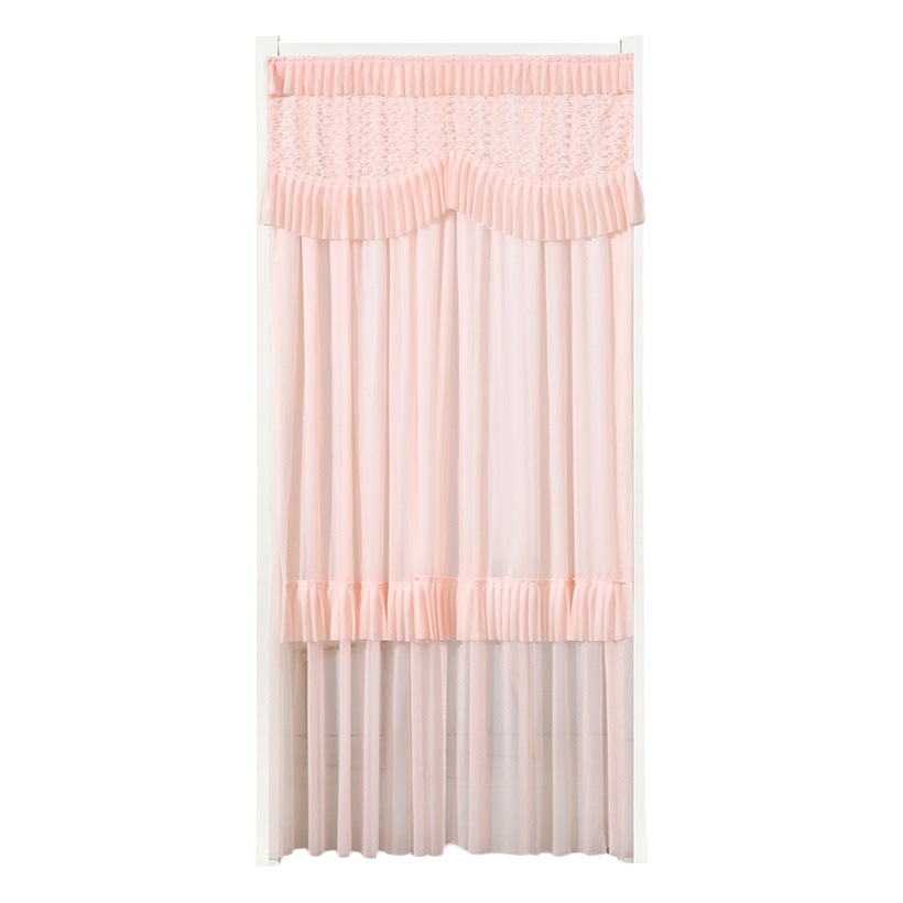 Lace Door Curtain Partition Curtain Home Punch-Free Bedroom Kitchen Double-Layer Opaque Gauze Curtain Anti-Mosquito Hanging Curtain Summer New Style