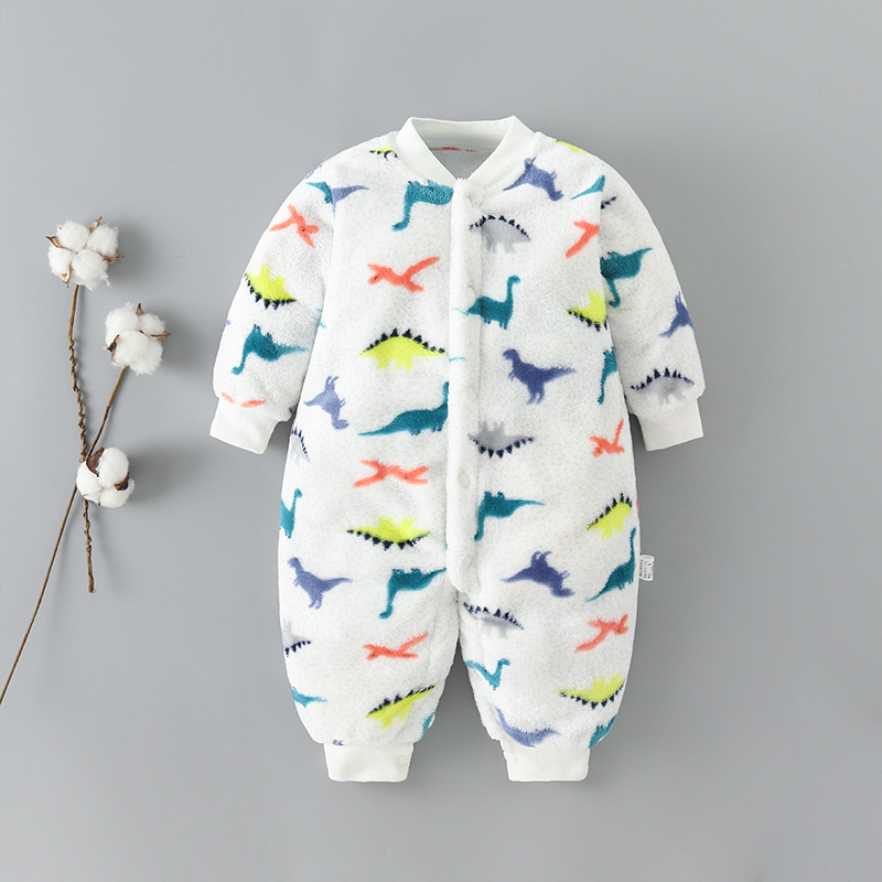 Picture of Baby Clothes Clothing Spring Autumn and Winter Short-sleeved Thickened Hassel Men's and Women's Baby Flannel Warm Jumpsuit Pajamas