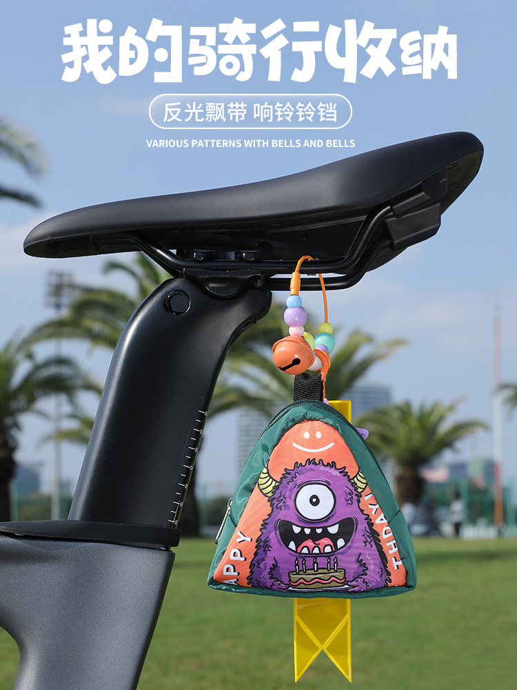 Road mountain folding bike riding bag tail bag saddle bag reflective ribbon decorative accessories pendant
