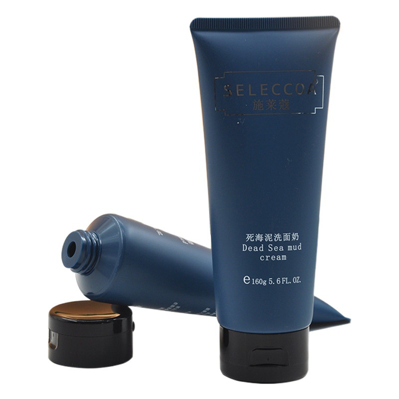 Men's 45mm navy blue flip lid facial cleanser hose packaging material PE plastic body lotion conditioner body wash hose