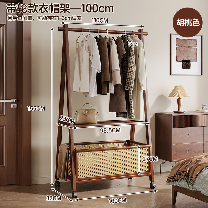 Picture of Vertical hanger floor simple coat rack rack for hanging clothes in a home room is foldable and durable drying rack