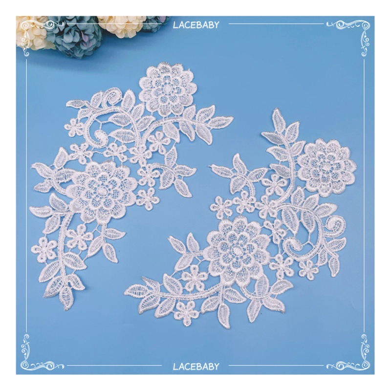 Polyester light lace accessories diy embroidery lace water soluble pair of flower cloth doll polyester light hollow decoration wholesale