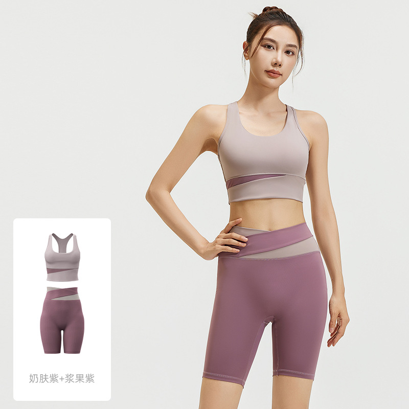 Picture of Juyitang Running Sports Fitness High Waist Peach Hip Tight No Embarrassment Line Summer Short Women's Yoga Suit