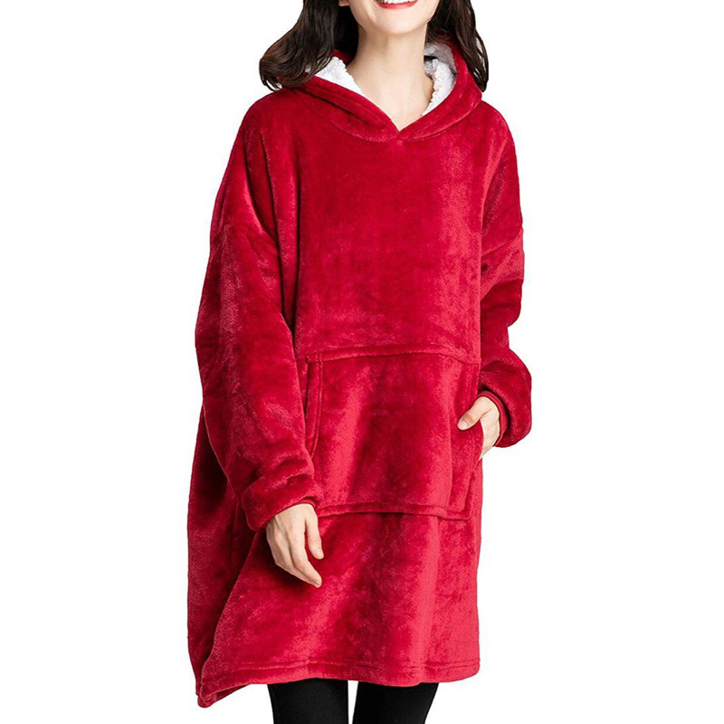 huggle hoodie men and women lazy pullover flannel home wear fleece warm nightgown TV blanket