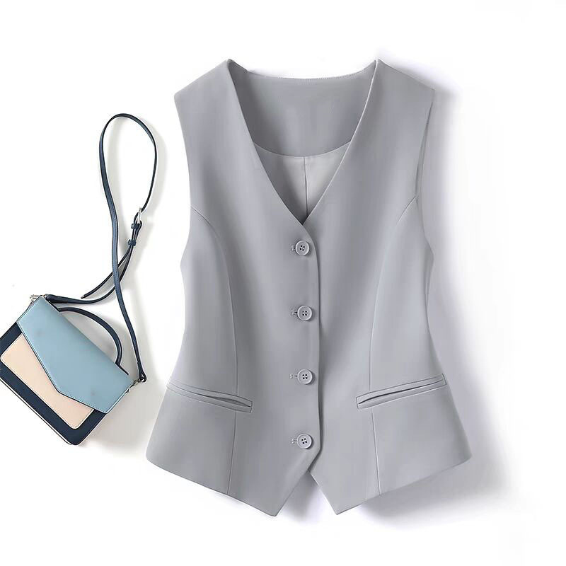 Picture of 25 Years Black V-Neck Suit Waistcoat Women's Summer New Retro Stacked Cardigan Vest Sleeveless Elegant Top