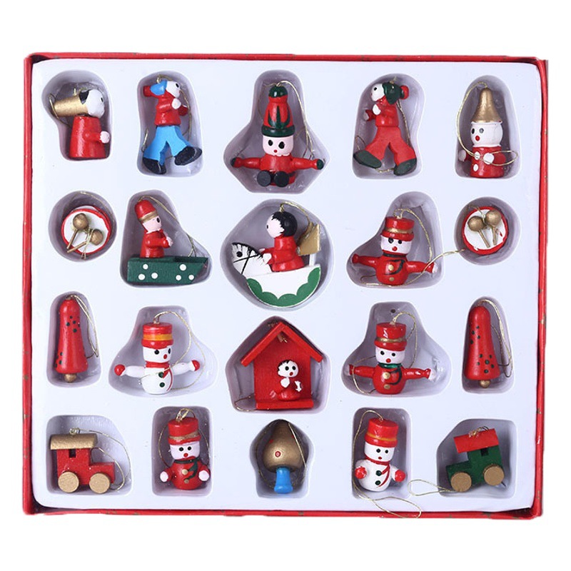 Creative Christmas tree decoration small ornaments boxed wooden small pendant window props ornaments Christmas decorations wholesale