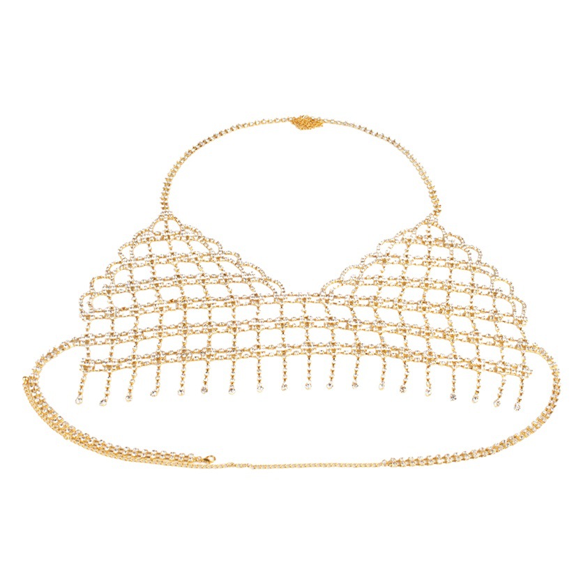 Fashion accessories rhinestone tassel body chain hollow sexy nightclub full diamond bra European and American chest chain body chain