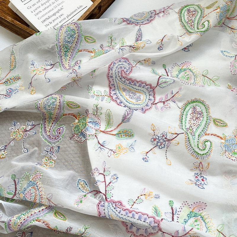 Cashew Flower Digital Print Embroidery Fabric New Chinese Style Hanfu Cheongsam Dress Fabric 1.0m Price