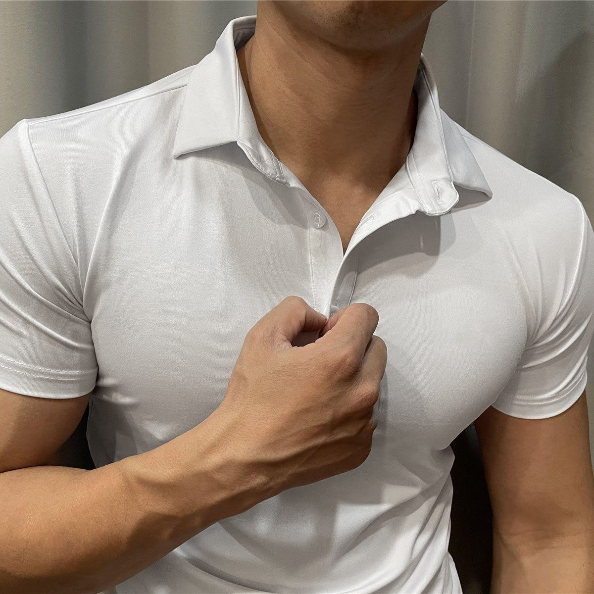 Summer men's POLO shirt lapel sports short sleeve fitness training clothing running training muscle quick-drying T-shirt half sleeve